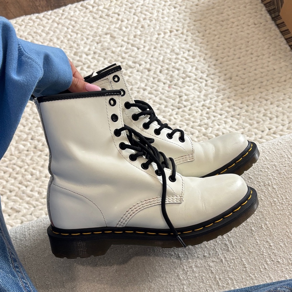 Dr. Martens White Leather Combat Boots